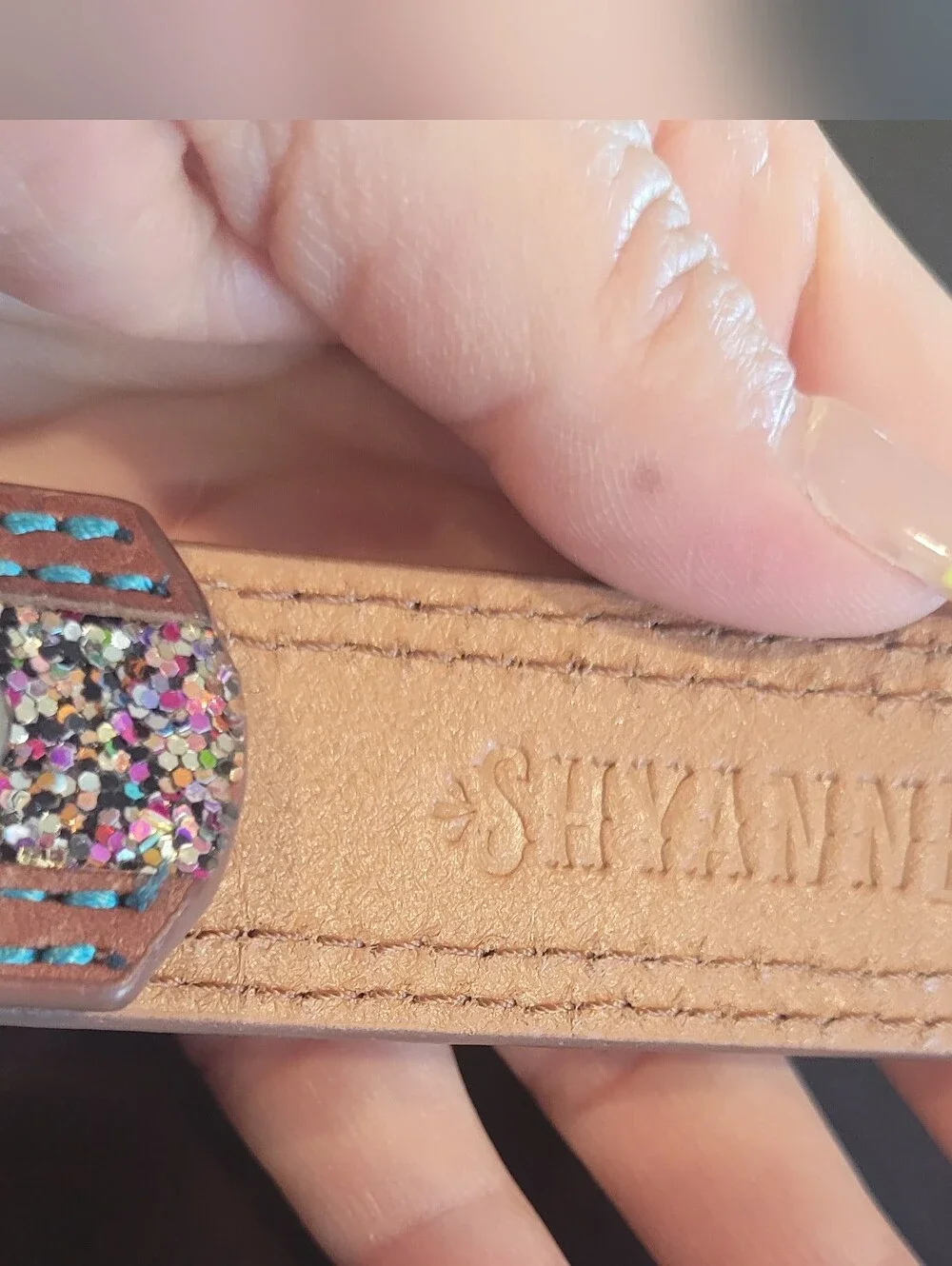 Shyanne Kids Glitter Pink Brown Belt with Pegasus Buckle